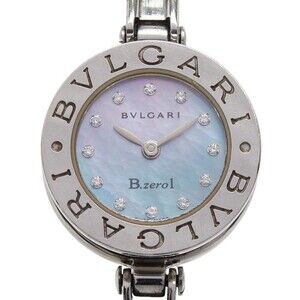 BVLGARI Blue Shell B.Zero1 Watch BZ22S, 12 Diamonds, Stainless Steel, Swiss Q...